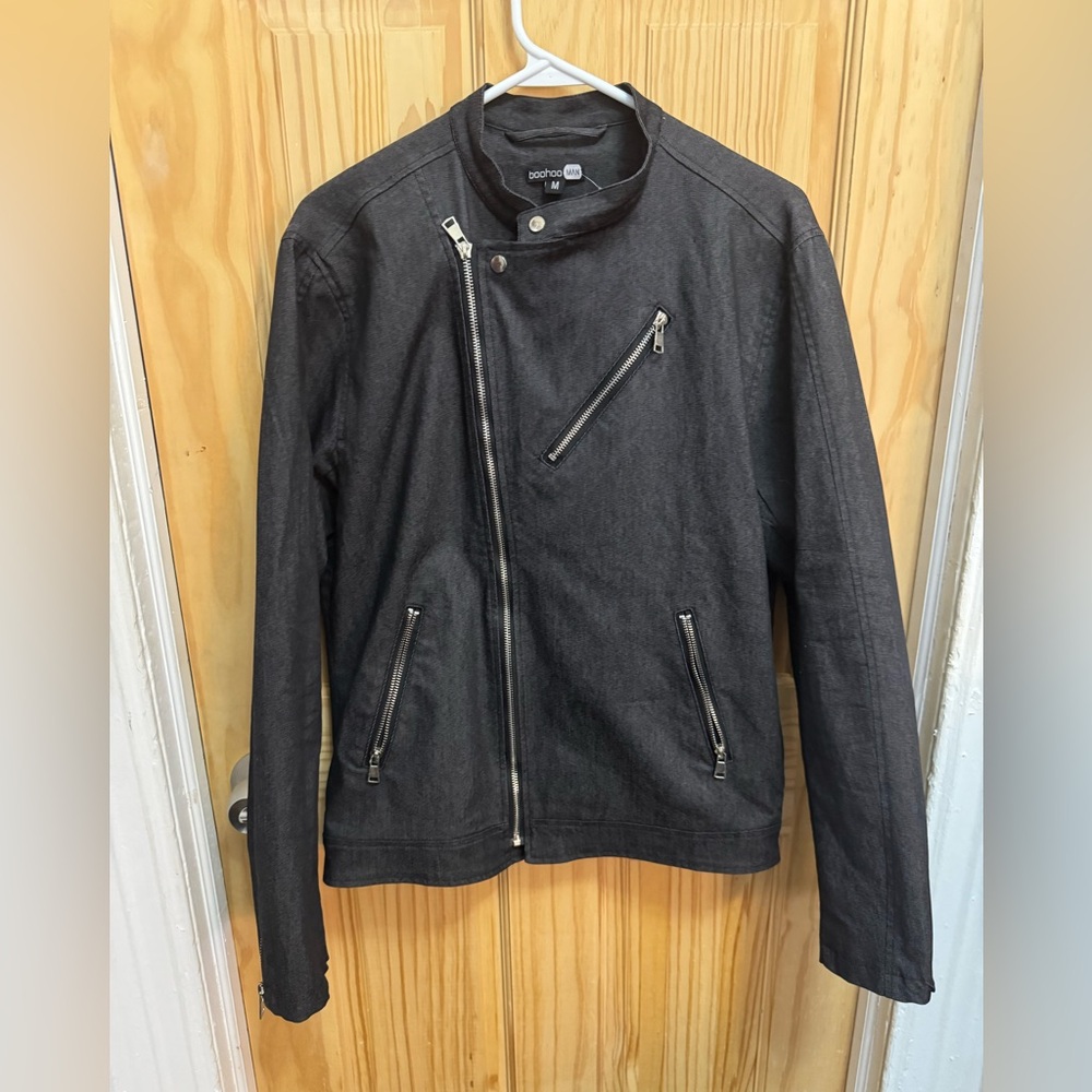 BoohooMan Moto Biker Jacket Multiple Zippers Size M/38 Unisex
